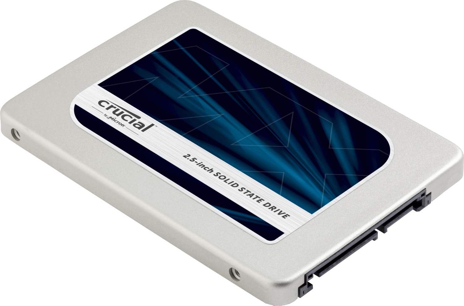 흰색 배경의 컴퓨터에서 분리된 Crucial 솔리드 스테이트 드라이브(SSD)